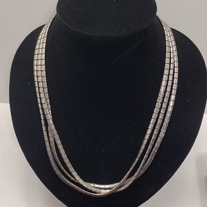Elegant Long Silver Tone  Necklace
